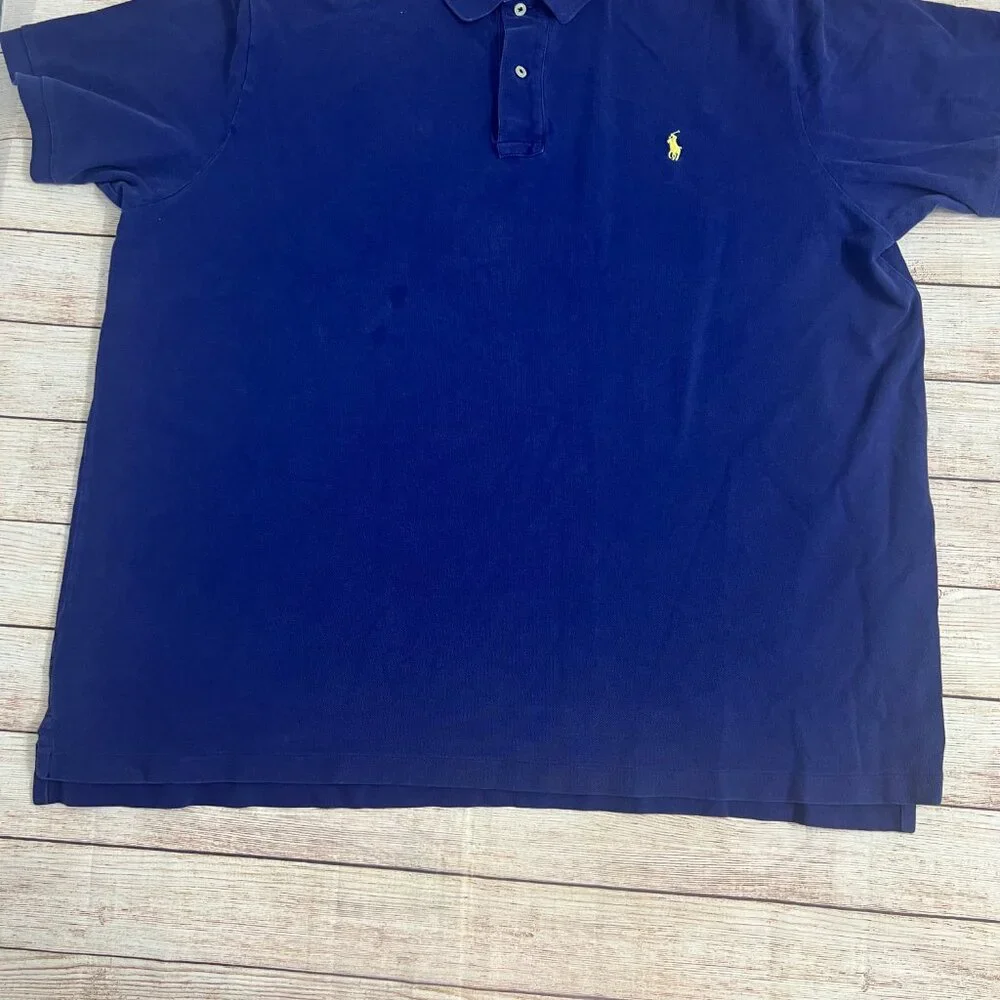 Polo Ralph Lauren Mens 3XB Blue Short Sleeve‎ Polo Shirt Big Tall Cotton 3XB/3TG